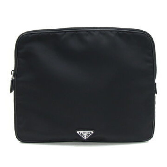 Prada clutch bag black nylon triangle logo - Picture 1 of 7